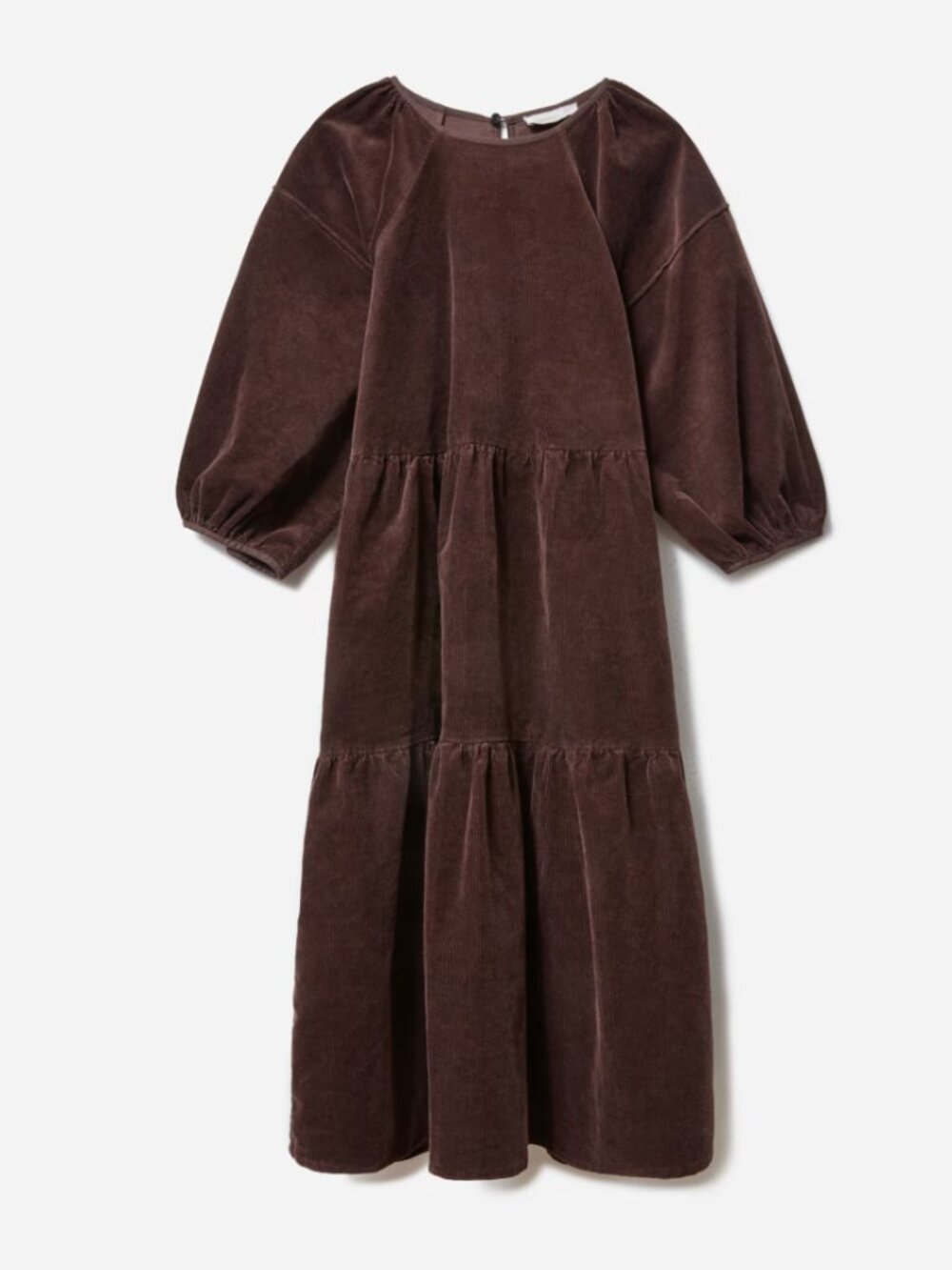 Everlane brown corduroy tiered dress size XS